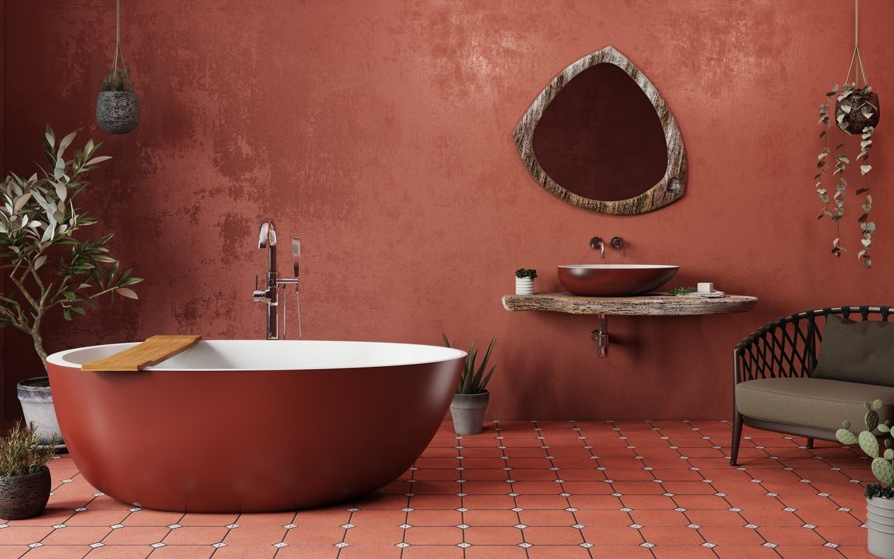 Красная ванная комната