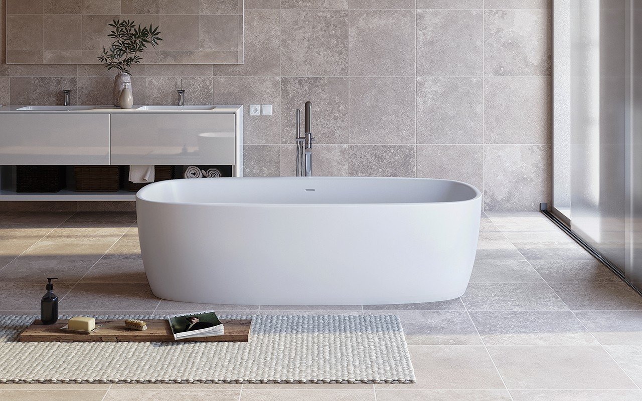 Каменная ванна в стиле минимализм фото Coletta-Wht