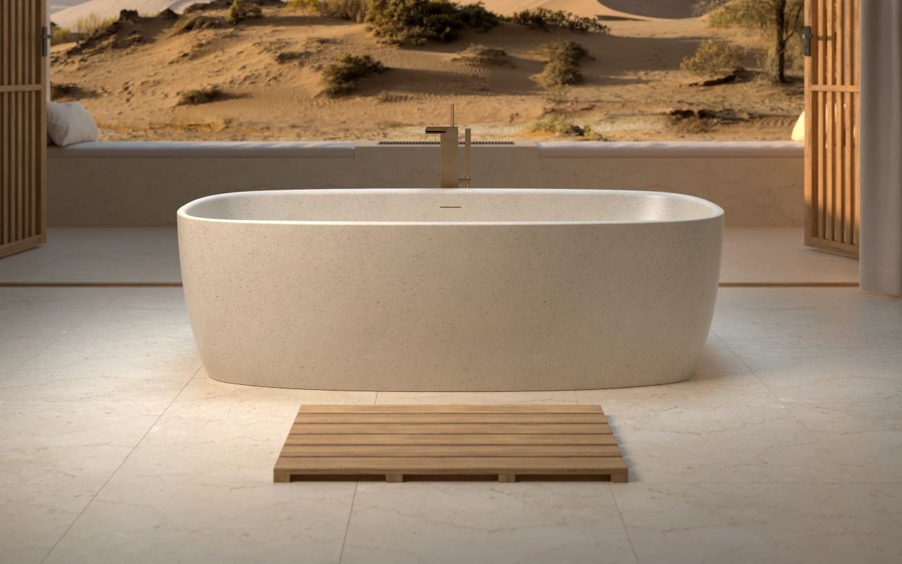 Coletta Sleek Sandstone Отдельностоящая Каменная Ванна Песочная picture № 0