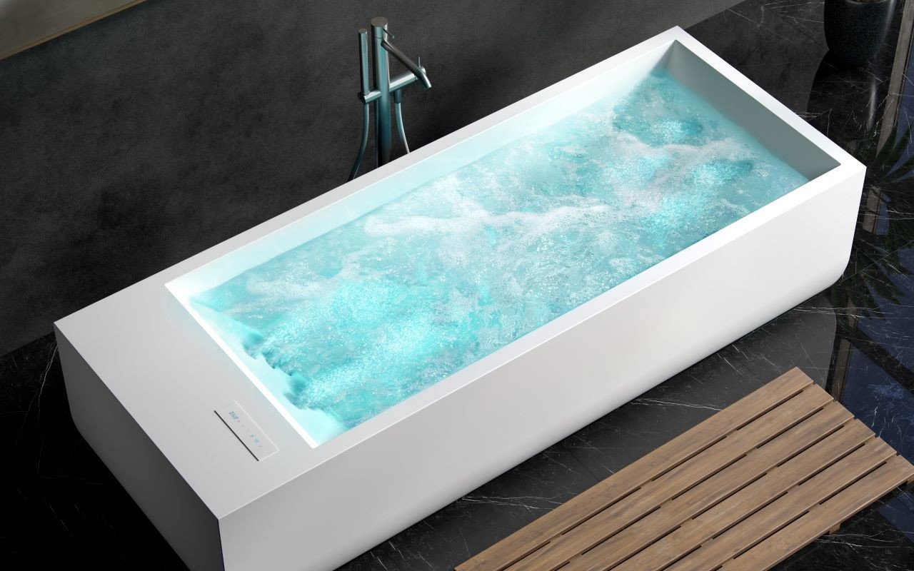 Aquatica Monolith Белая отдельностоящая ванна из твердой поверхностью с гидромассажем picture № 0