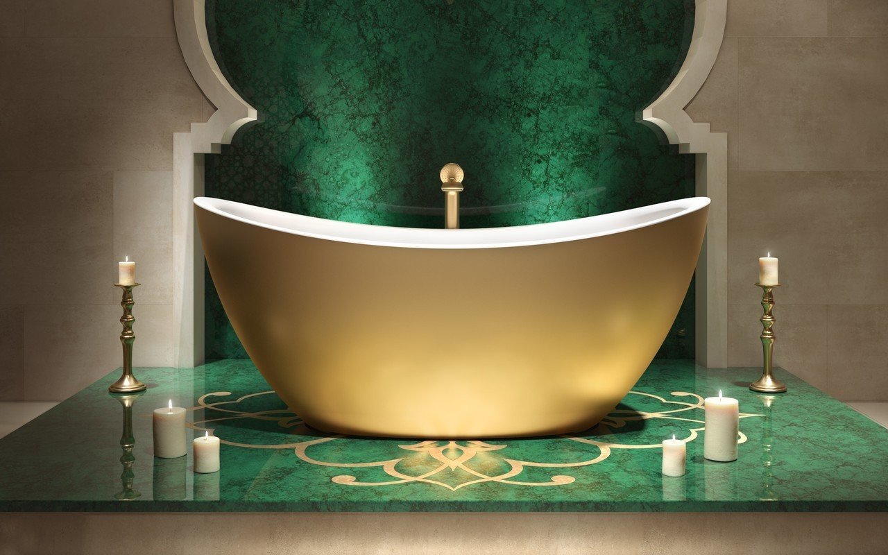 Lillian Pearl Gold-Wht Круглая отдельностоящая ванна с твердой поверхностью picture № 0