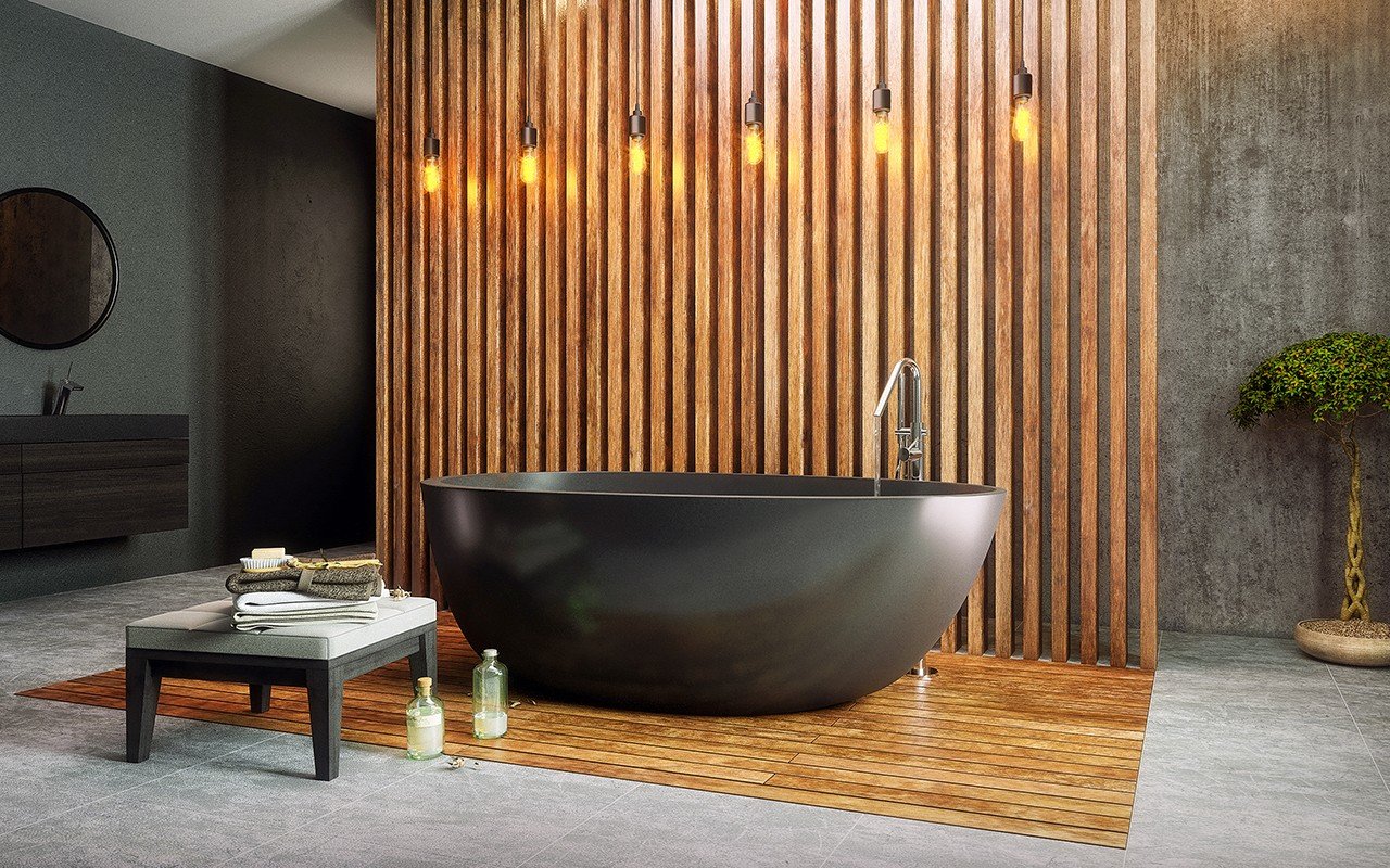 Черная ванна в стиле минимализм фото Spoon 2 Black