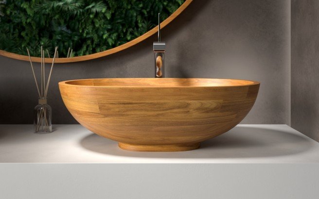 Aquatica Karolina Oak Wood Vessel Sink07