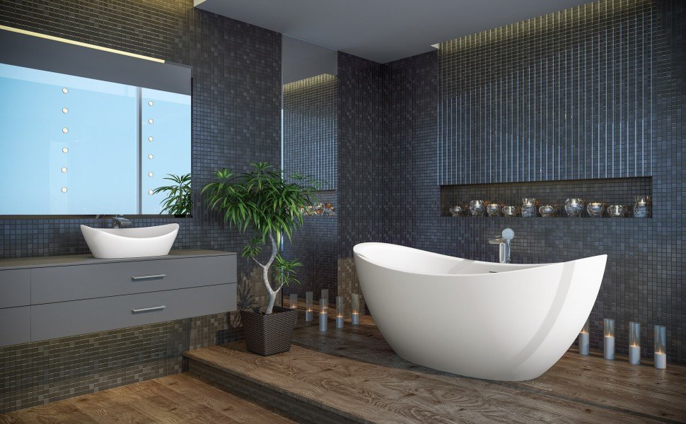 Мозаика в ванной комнате дизайн foto Purescape-171