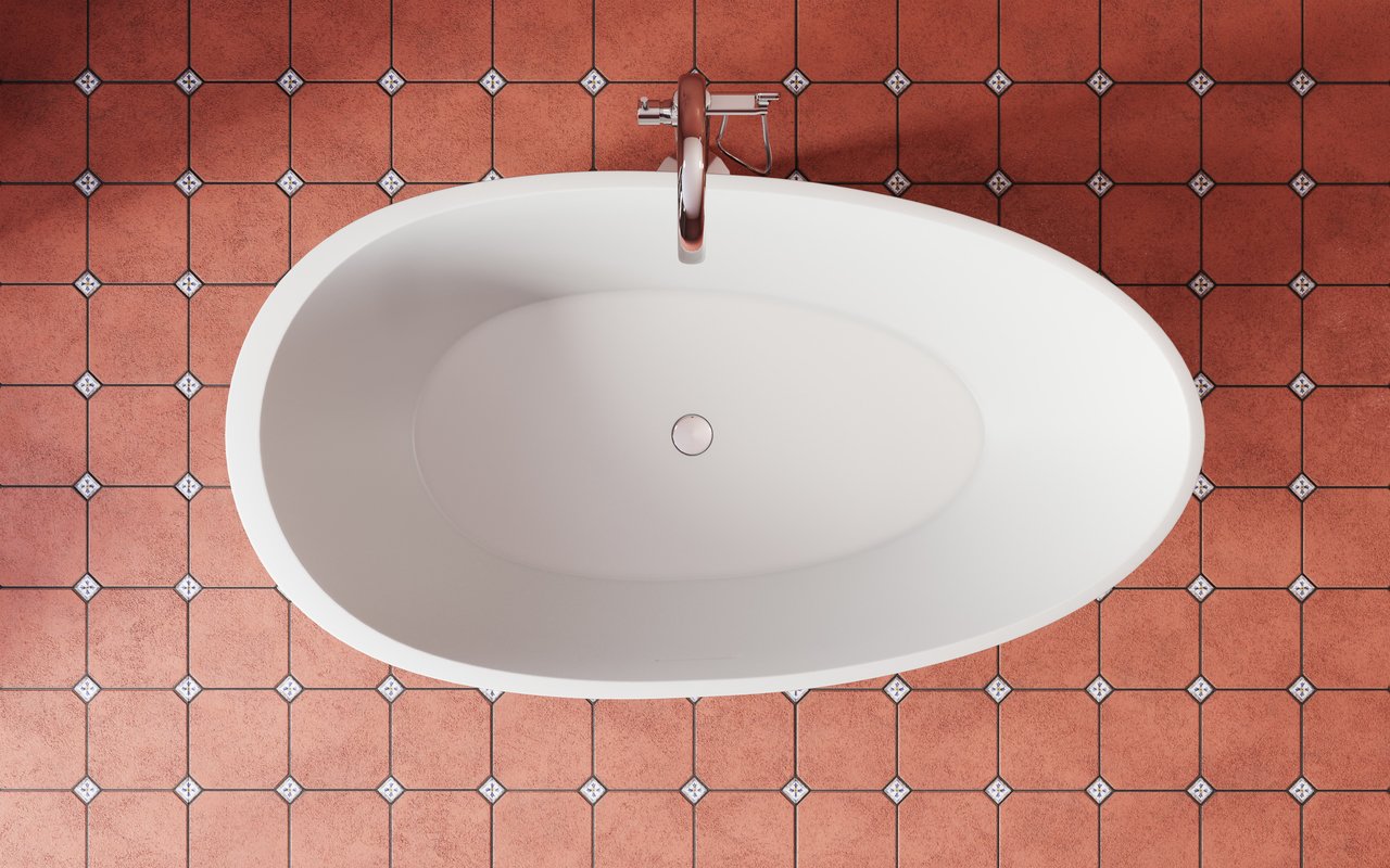 Spoon 2 RAL3009 Freestanding Egg Shaped Solid Surface Bathtub 3 (web)