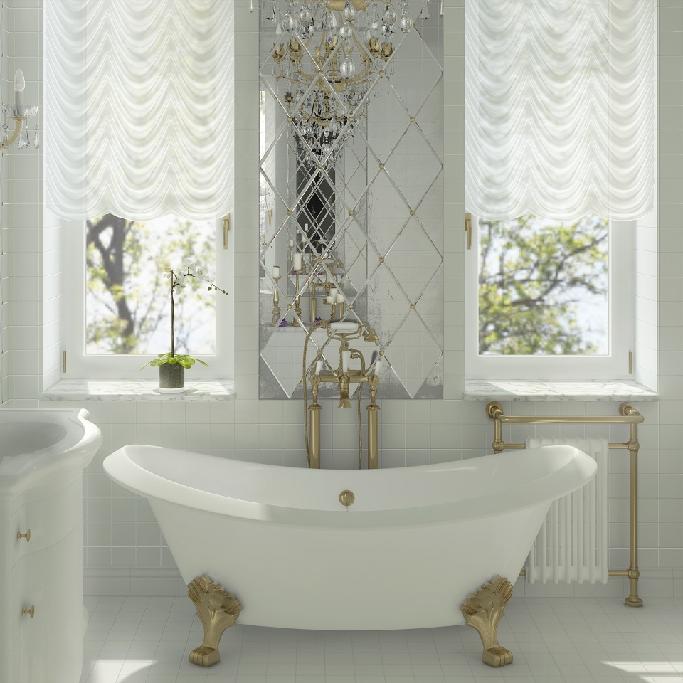 Классический дизайн белой ванной комнаты классика фото 398774707