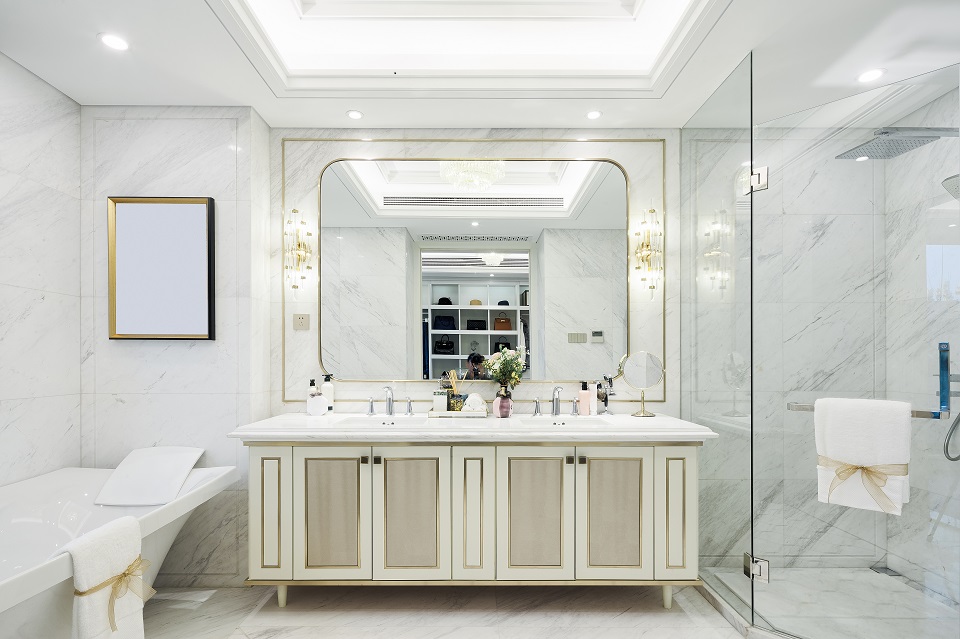 Классический дизайн ванной комнаты под мрамор классика фото 525809266