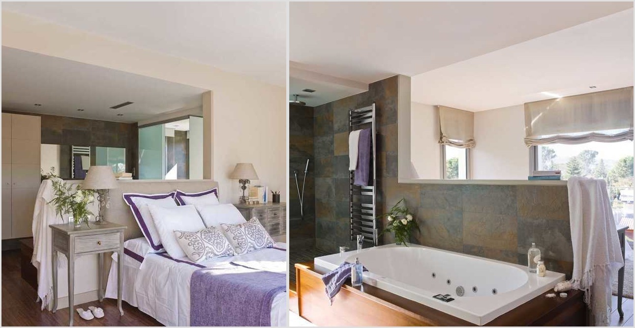 Спальня совмещенная с ванной фото pufikhomes 2