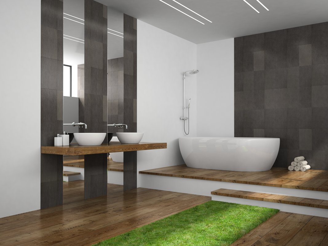Ванная комната в эко-стиле с травой